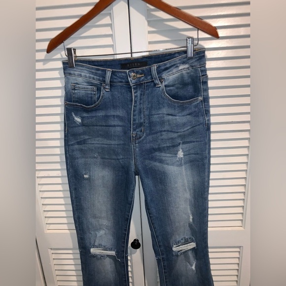 Risen high rise flare raw hem distressed jeans Women’s size 9 - Picture 4 of 11
